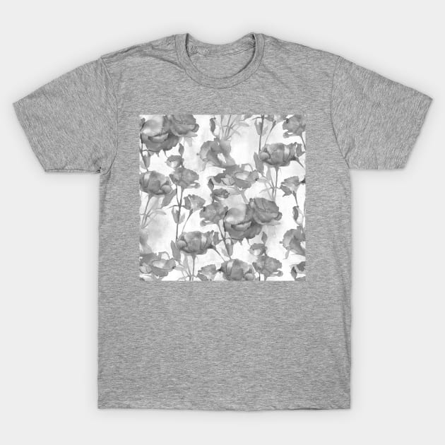 Light Gray Watercolor Floral T-Shirt by Carolina Díaz